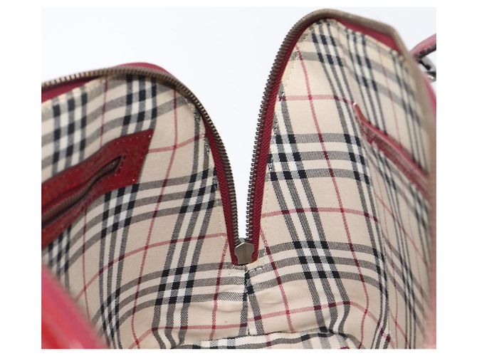 BURBERRY Handtasche aus Lackleder rot silber Auth 203652 - Ansicht 21