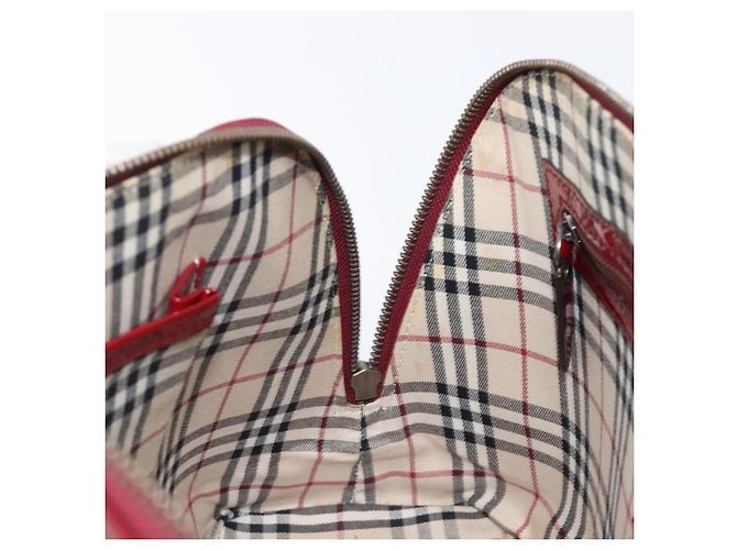 BURBERRY Handtasche aus Lackleder rot silber Auth 203652 - Ansicht 22