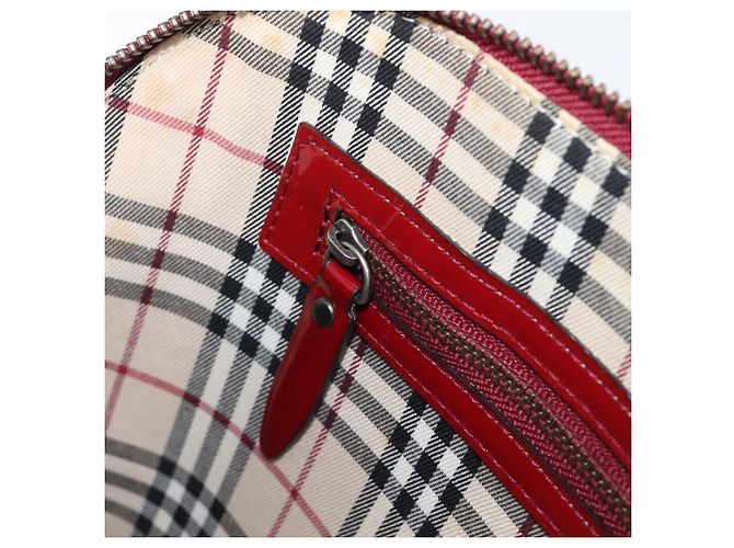 BURBERRY Handtasche aus Lackleder rot silber Auth 203652 - Ansicht 23