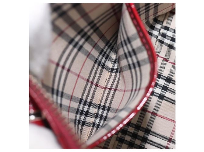 BURBERRY Handtasche aus Lackleder rot silber Auth 203652 - Ansicht 25