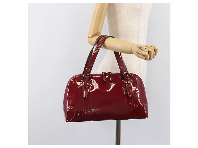 BURBERRY Handtasche aus Lackleder rot silber Auth 203652 - Ansicht 26