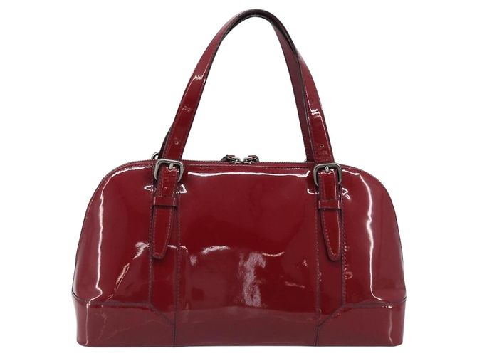 BURBERRY Handtasche aus Lackleder rot silber Auth 203652 - Ansicht 3