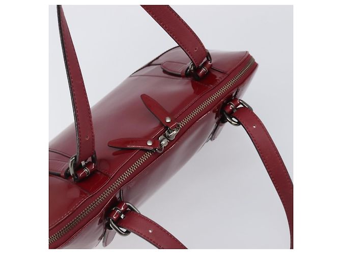 BURBERRY Handtasche aus Lackleder rot silber Auth 203652 - Ansicht 6