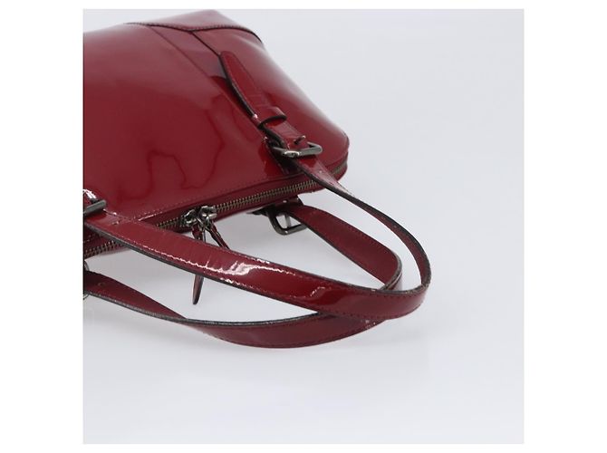BURBERRY Handtasche aus Lackleder rot silber Auth 203652 - Ansicht 7