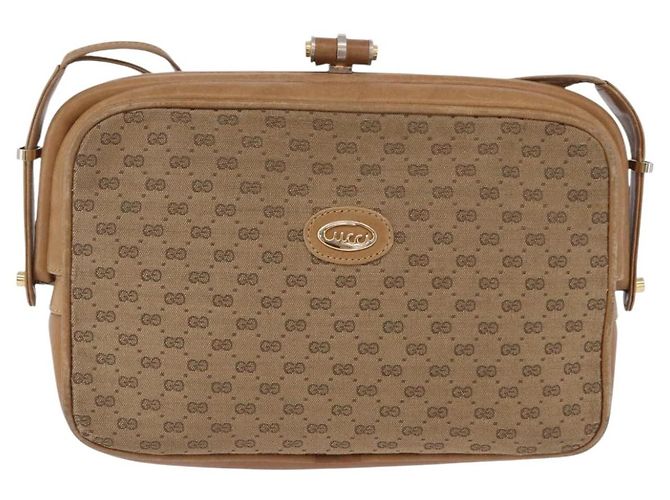 Bolso de hombro GUCCI de lona Micro GG Beige y dorado 001 261 1055 Auth 203357 - vista 2