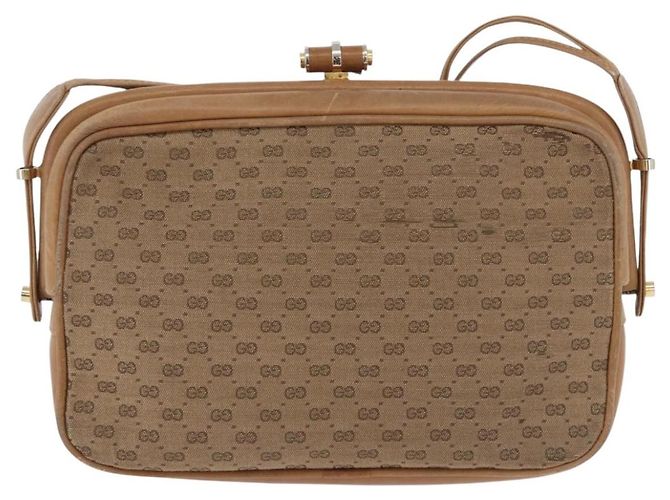 Bolso de hombro GUCCI de lona Micro GG Beige y dorado 001 261 1055 Auth 203357 - vista 3