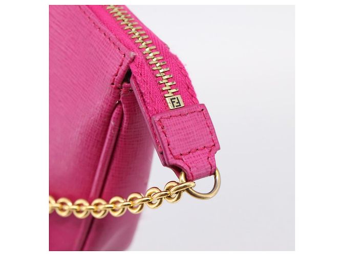 FENDI Accessoire-Tasche Leder Pink Gold Auth 204323A Golden - Ansicht 14