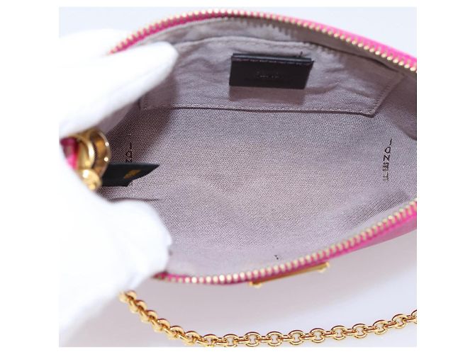 FENDI Accessoire-Tasche Leder Pink Gold Auth 204323A Golden - Ansicht 18