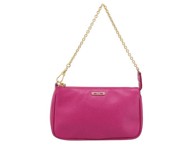 FENDI Accessoire-Tasche Leder Pink Gold Auth 204323A Golden - Ansicht 2