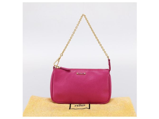FENDI Accessoire-Tasche Leder Pink Gold Auth 204323A Golden - Ansicht 24
