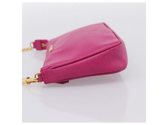 FENDI Accessoire-Tasche Leder Pink Gold Auth 204323A Golden - Ansicht 4