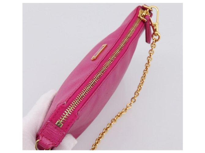 FENDI Accessoire-Tasche Leder Pink Gold Auth 204323A Golden - Ansicht 6