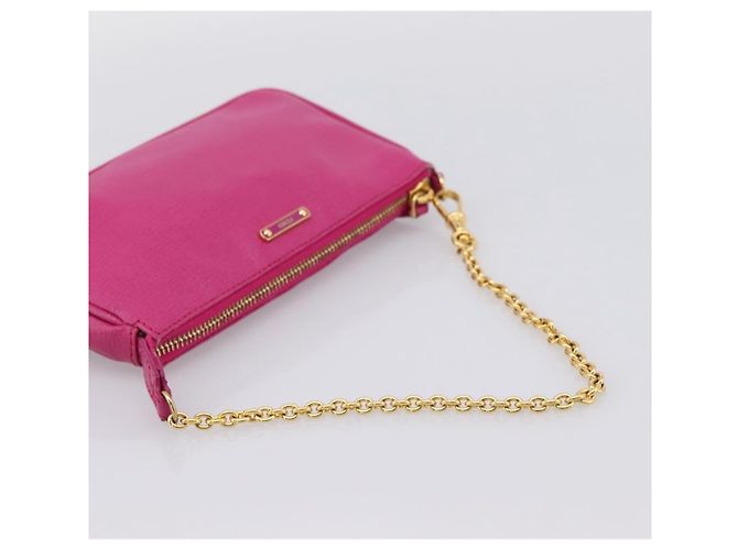 FENDI Accessoire-Tasche Leder Pink Gold Auth 204323A Golden - Ansicht 7