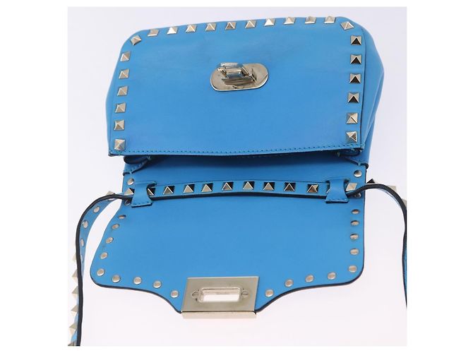 Borsa a tracolla VALENTINO Studs in pelle blu e oro autentica 205104V D'oro - vista 10