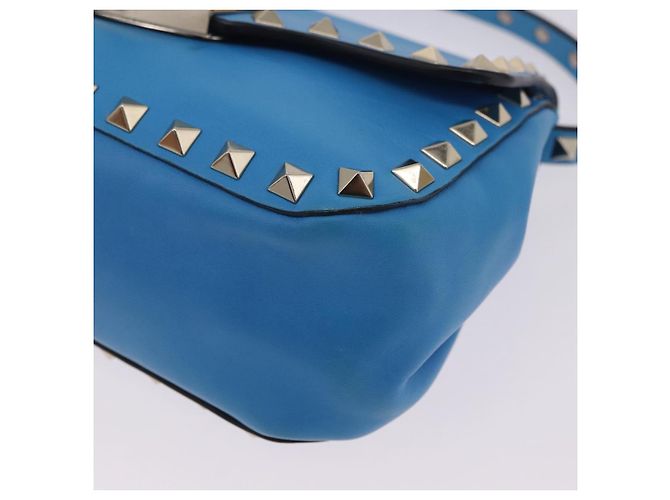 Borsa a tracolla VALENTINO Studs in pelle blu e oro autentica 205104V D'oro - vista 14