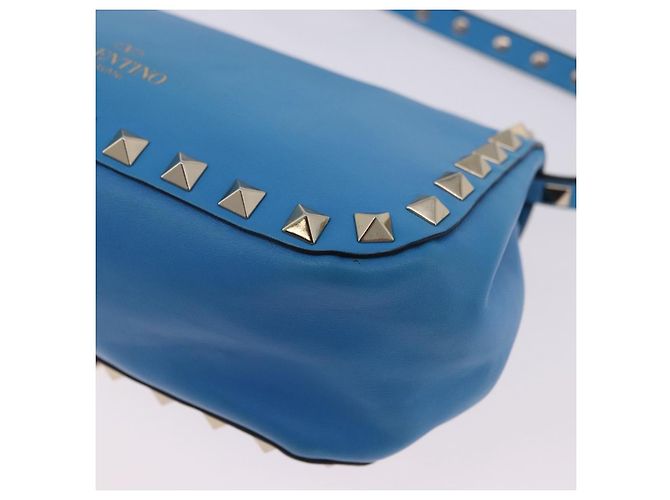 Borsa a tracolla VALENTINO Studs in pelle blu e oro autentica 205104V D'oro - vista 16