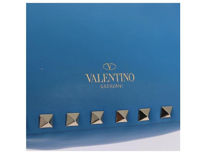 Borsa a tracolla VALENTINO Studs in pelle blu e oro autentica 205104V D'oro - vista 17