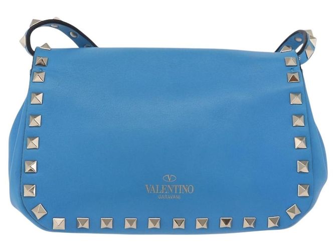 Borsa a tracolla VALENTINO Studs in pelle blu e oro autentica 205104V D'oro - vista 2