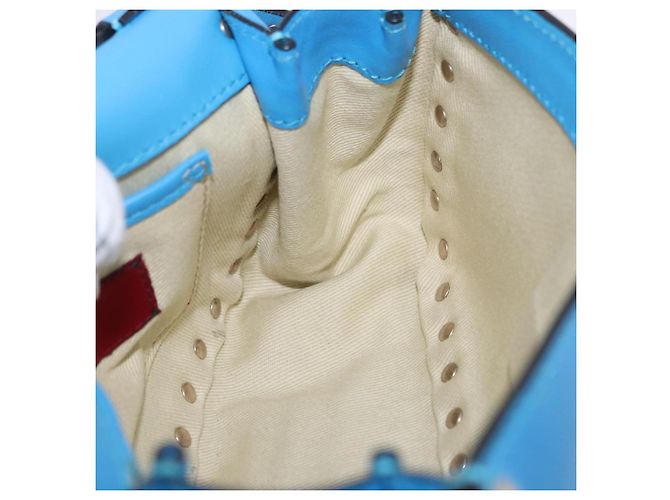 Borsa a tracolla VALENTINO Studs in pelle blu e oro autentica 205104V D'oro - vista 22