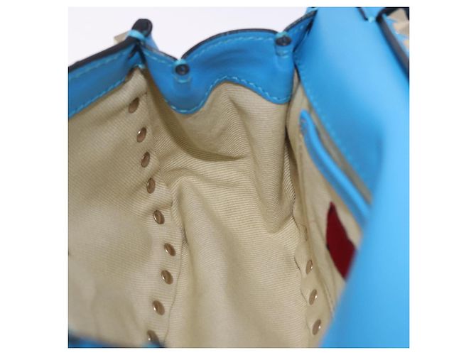 Borsa a tracolla VALENTINO Studs in pelle blu e oro autentica 205104V D'oro - vista 23