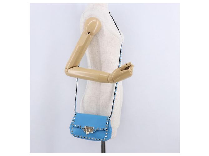 Borsa a tracolla VALENTINO Studs in pelle blu e oro autentica 205104V D'oro - vista 25