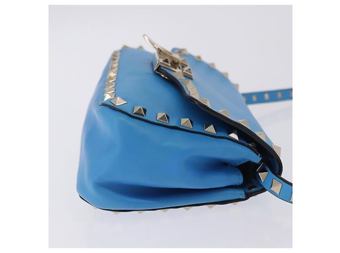 Borsa a tracolla VALENTINO Studs in pelle blu e oro autentica 205104V D'oro - vista 3