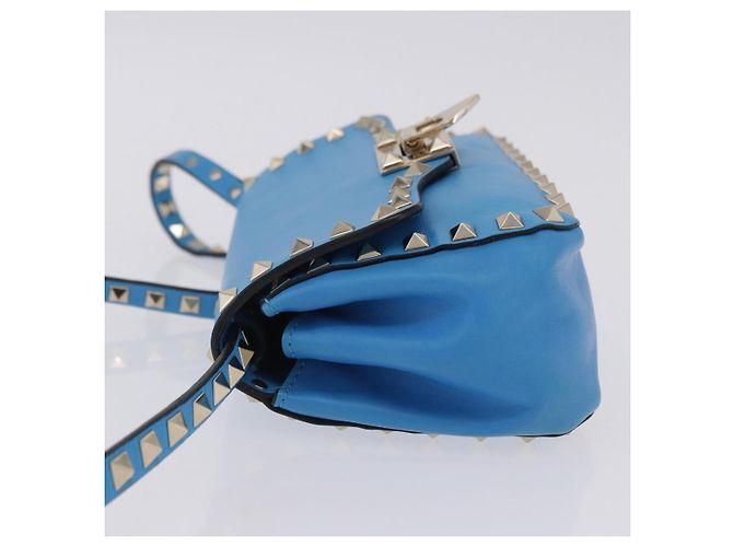 Borsa a tracolla VALENTINO Studs in pelle blu e oro autentica 205104V D'oro - vista 4