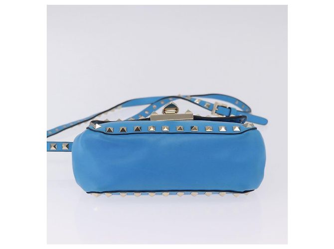 Borsa a tracolla VALENTINO Studs in pelle blu e oro autentica 205104V D'oro - vista 5