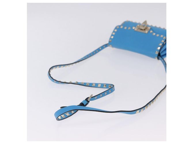 Borsa a tracolla VALENTINO Studs in pelle blu e oro autentica 205104V D'oro - vista 6