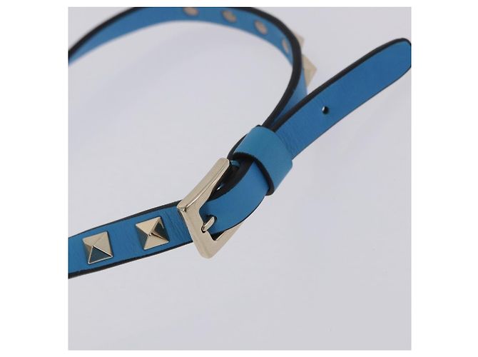 Borsa a tracolla VALENTINO Studs in pelle blu e oro autentica 205104V D'oro - vista 8