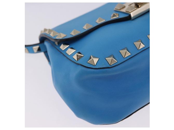 Borsa a tracolla VALENTINO Studs in pelle blu e oro autentica 205104V D'oro - vista 9
