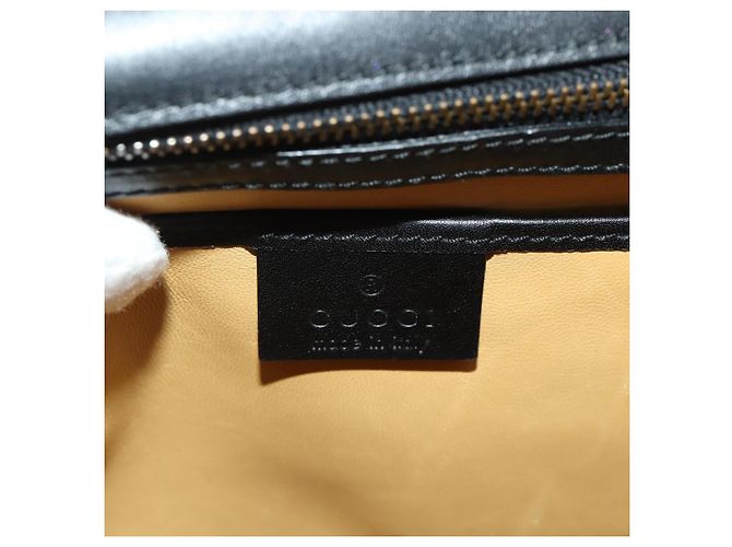 Borsa GUCCI in pelle nera e oro 101676 Auth am12616V Nero D'oro - vista 17