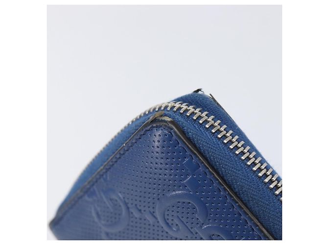 GUCCI GG emboss Langbrieftasche aus Leder Blau Silber 625558 Auth BA15502 - Ansicht 13