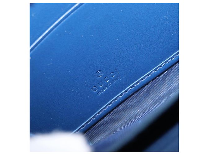 GUCCI GG emboss Langbrieftasche aus Leder Blau Silber 625558 Auth BA15502 - Ansicht 16