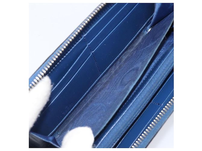 GUCCI GG emboss Langbrieftasche aus Leder Blau Silber 625558 Auth BA15502 - Ansicht 17