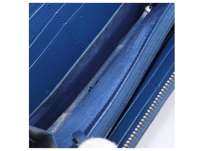 GUCCI GG emboss Langbrieftasche aus Leder Blau Silber 625558 Auth BA15502 - Ansicht 18