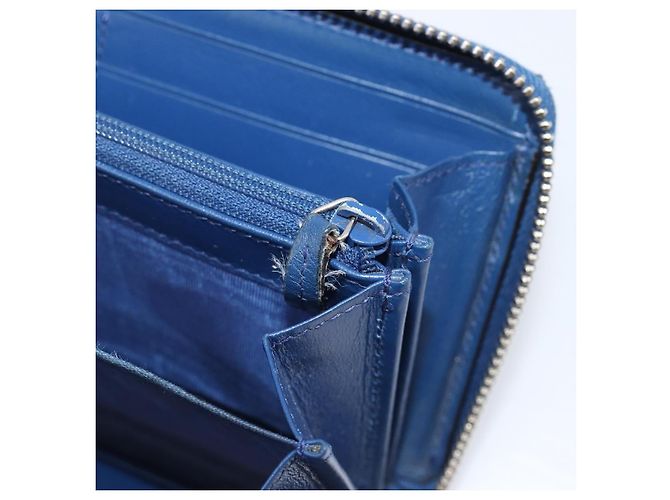GUCCI GG emboss Langbrieftasche aus Leder Blau Silber 625558 Auth BA15502 - Ansicht 19