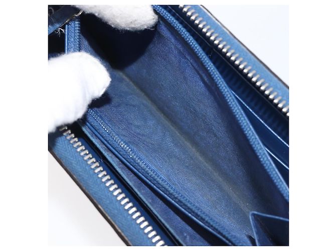 GUCCI GG emboss Langbrieftasche aus Leder Blau Silber 625558 Auth BA15502 - Ansicht 20