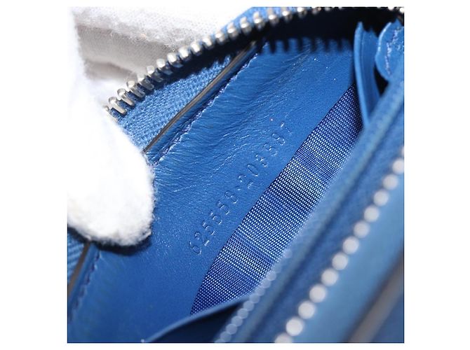 GUCCI GG emboss Langbrieftasche aus Leder Blau Silber 625558 Auth BA15502 - Ansicht 22
