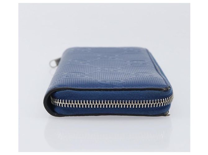 GUCCI GG emboss Langbrieftasche aus Leder Blau Silber 625558 Auth BA15502 - Ansicht 4