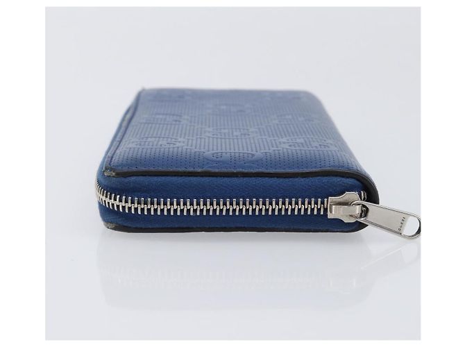 GUCCI GG emboss Langbrieftasche aus Leder Blau Silber 625558 Auth BA15502 - Ansicht 5
