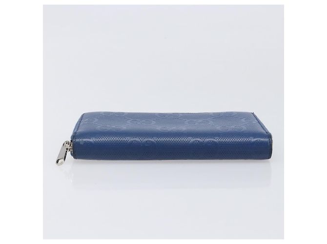 GUCCI GG emboss Langbrieftasche aus Leder Blau Silber 625558 Auth BA15502 - Ansicht 8