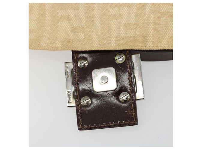 Borsa a tracolla FENDI Zucca Canvas Mamma Baguette Beige Silver Auth 186809A Argento - vista 19