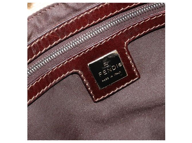 Borsa a tracolla FENDI Zucca Canvas Mamma Baguette Beige Silver Auth 186809A Argento - vista 20