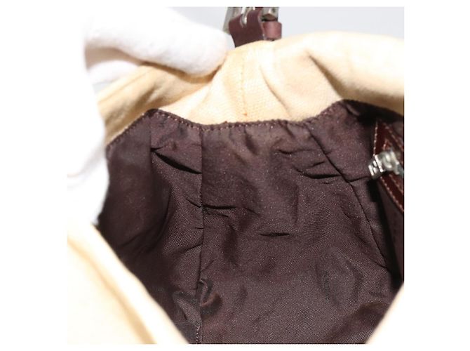 Borsa a tracolla FENDI Zucca Canvas Mamma Baguette Beige Silver Auth 186809A Argento - vista 23