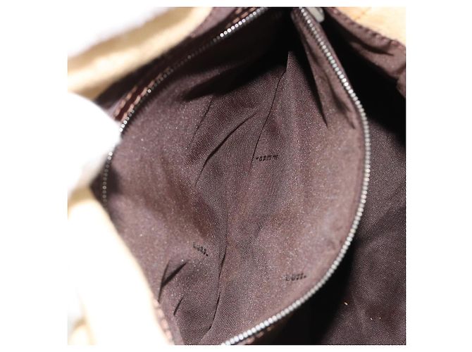 Borsa a tracolla FENDI Zucca Canvas Mamma Baguette Beige Silver Auth 186809A Argento - vista 25
