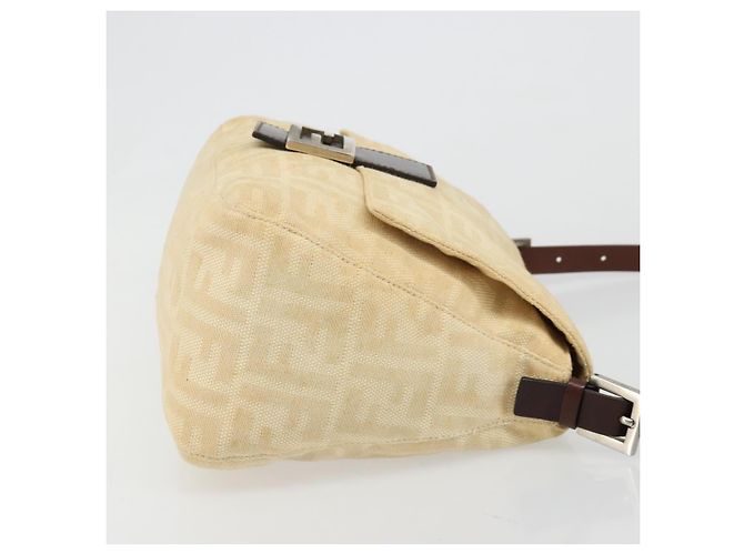 Borsa a tracolla FENDI Zucca Canvas Mamma Baguette Beige Silver Auth 186809A Argento - vista 4