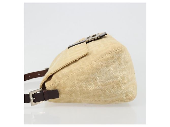Borsa a tracolla FENDI Zucca Canvas Mamma Baguette Beige Silver Auth 186809A Argento - vista 5