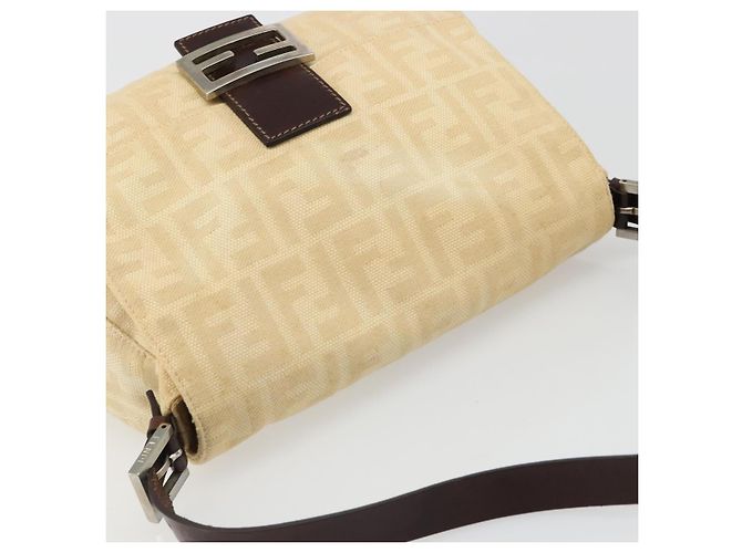 Borsa a tracolla FENDI Zucca Canvas Mamma Baguette Beige Silver Auth 186809A Argento - vista 6