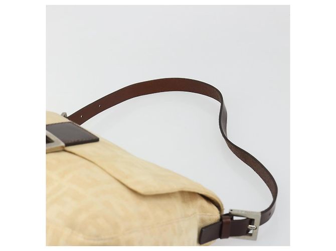Borsa a tracolla FENDI Zucca Canvas Mamma Baguette Beige Silver Auth 186809A Argento - vista 8